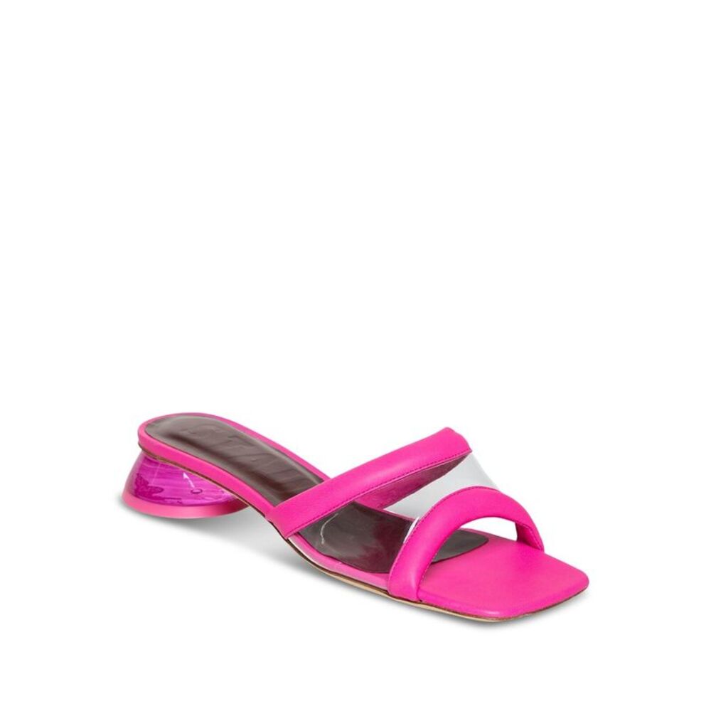 NWT STAUD Womens Pink Pvc Strap Heel Simone Slip On Slide Sandals Shoes 40 - Picture 1 of 2